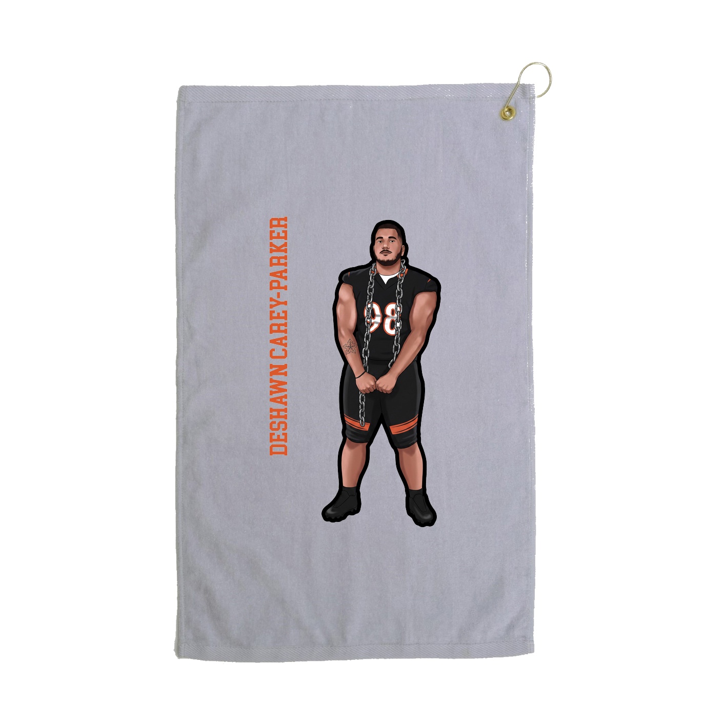 Golf Towel — Name Vertical in Grey