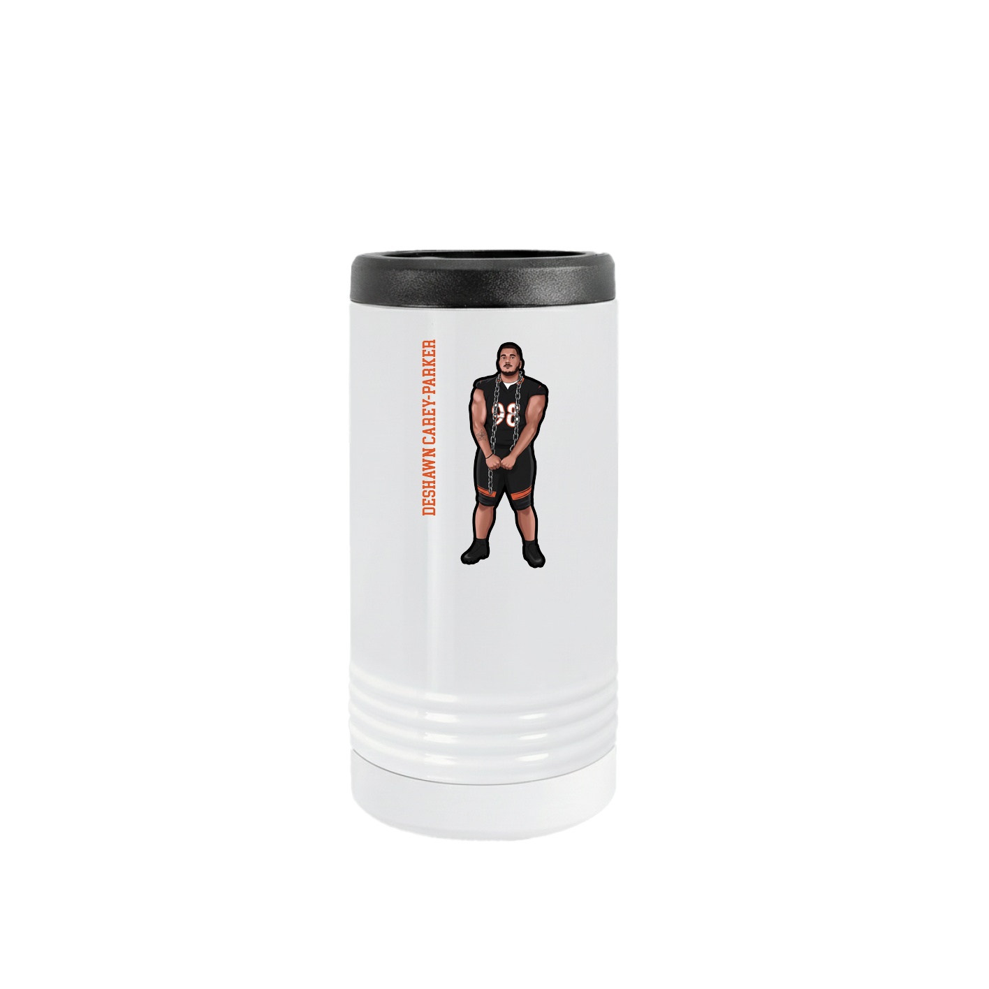 Slim Beverage Holder — Name Vertical in White