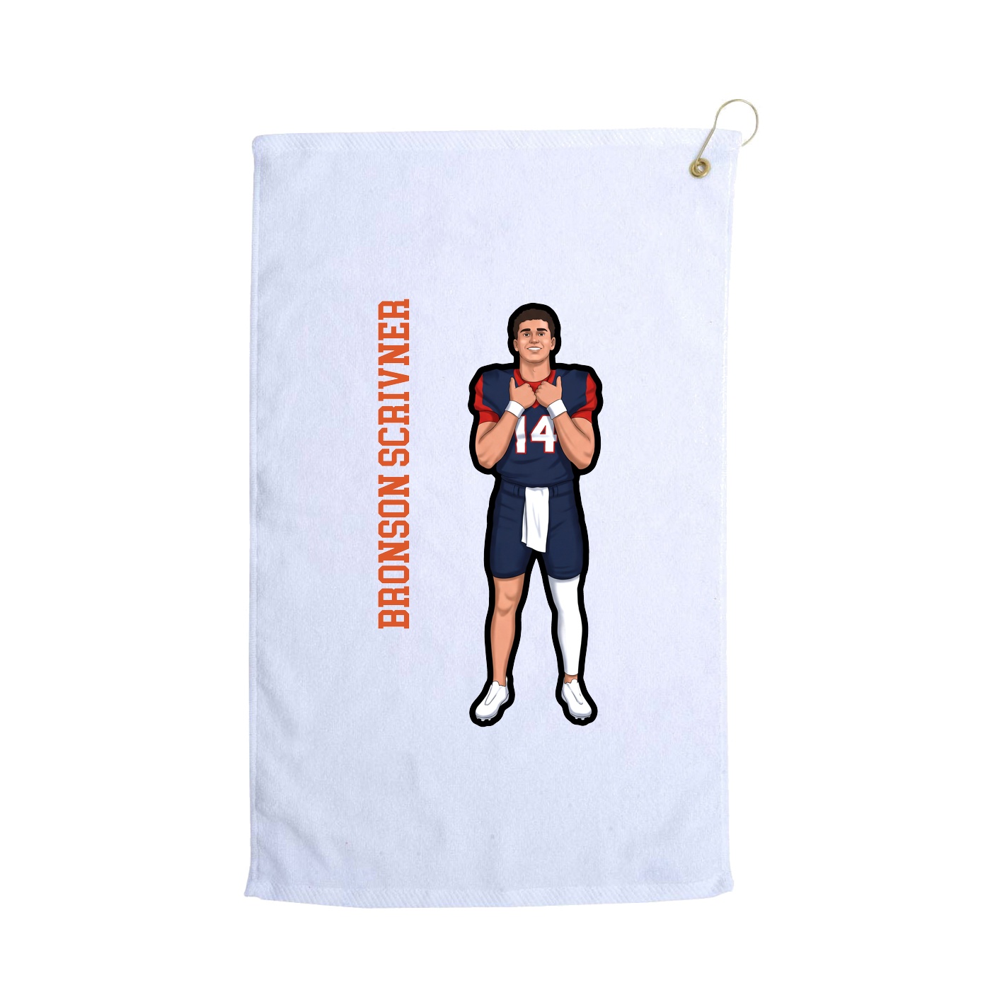 Golf Towel — Name Vertical in White