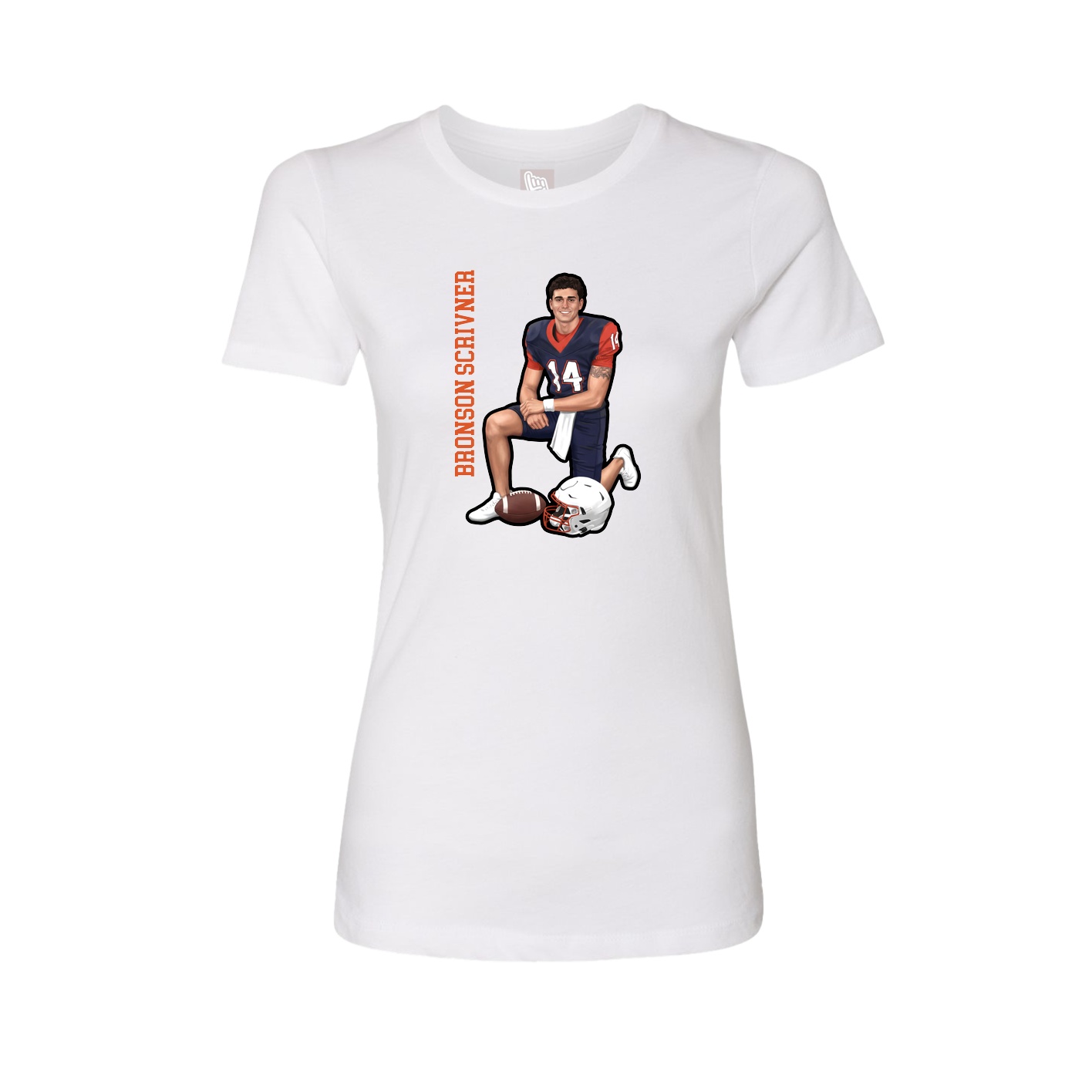 Fitted Women's Tee — Name Vertical in White