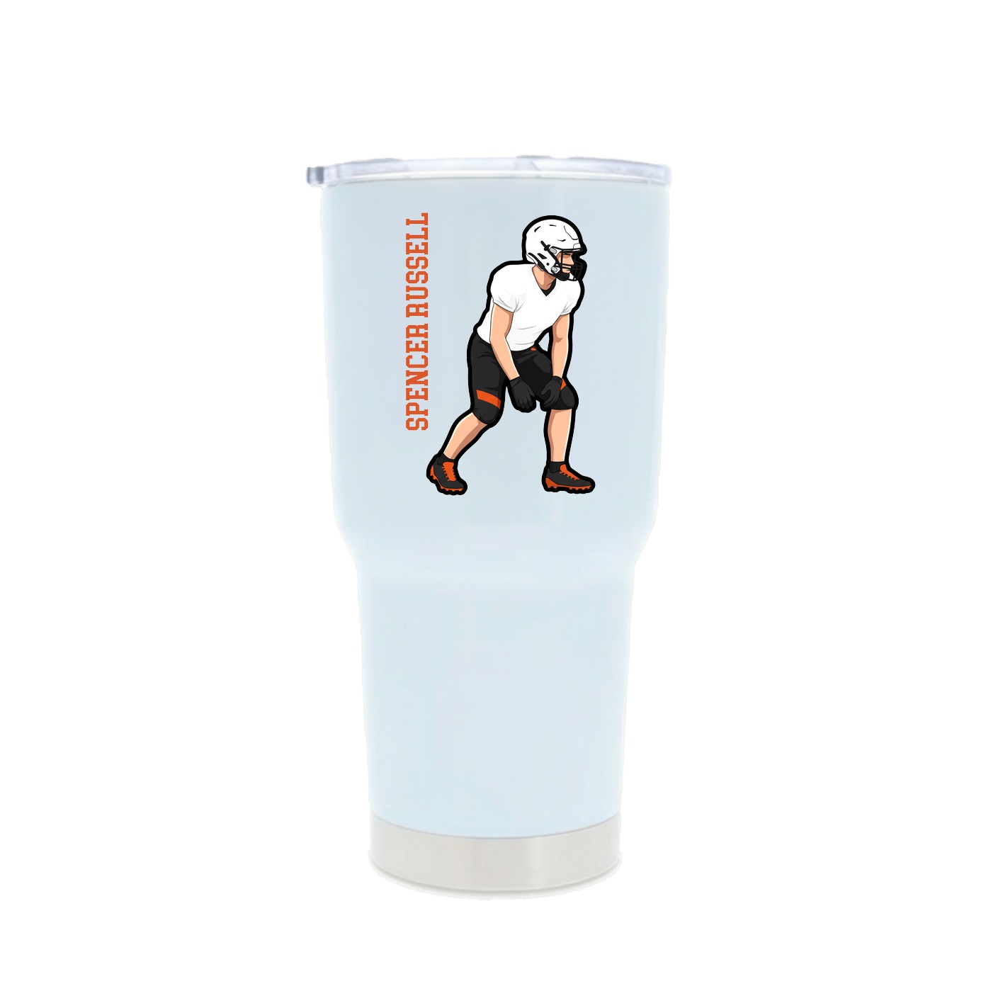 30oz Stainless Steel Tumbler — Name Vertical in White