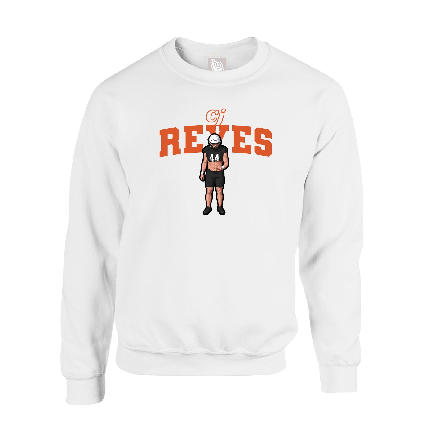 Fleece Crew — Name Arch in White