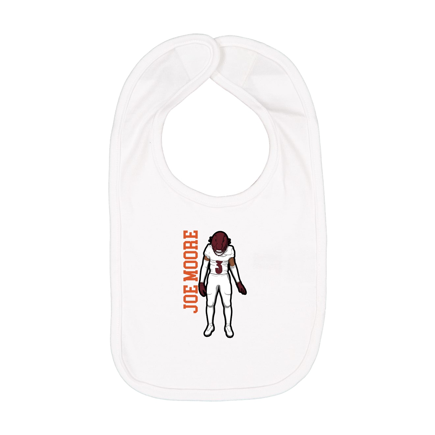 Infant Bib — Name Vertical in White
