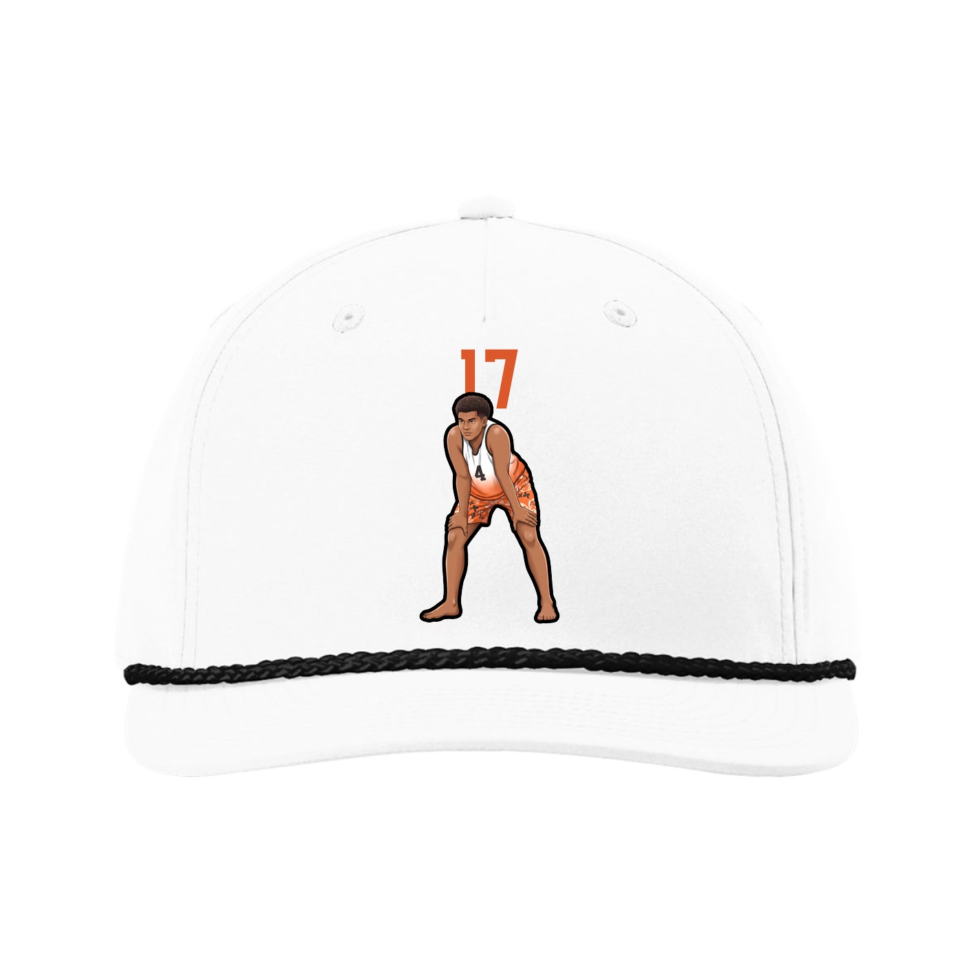 Five-Panel Classic Rope Cap — Number Top in White