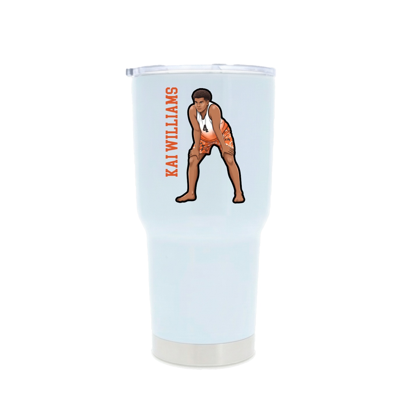 30oz Stainless Steel Tumbler — Name Vertical in White