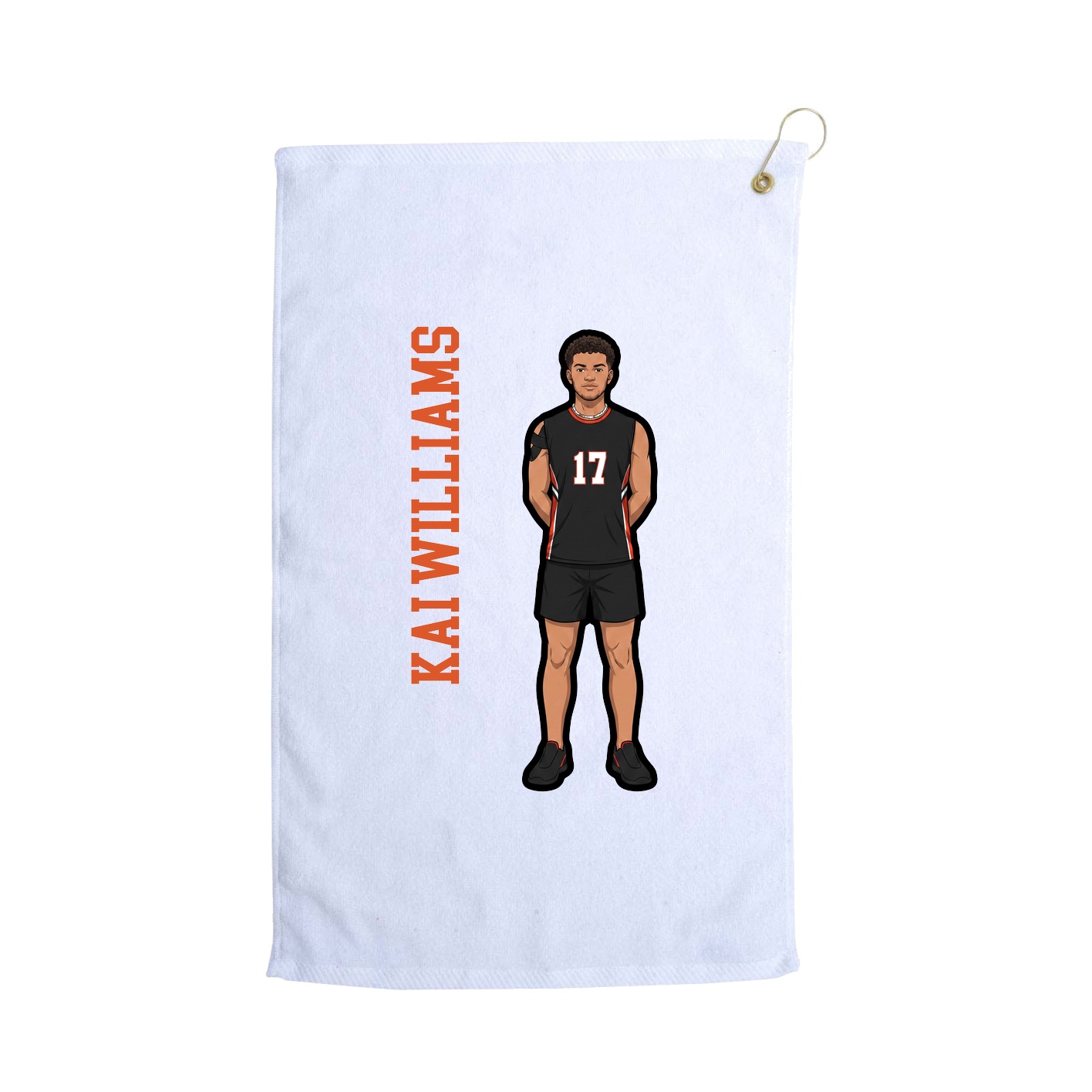 Golf Towel — Name Vertical in White