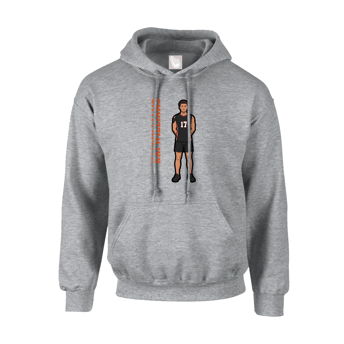 Youth Hoodie — Name Vertical in Grey