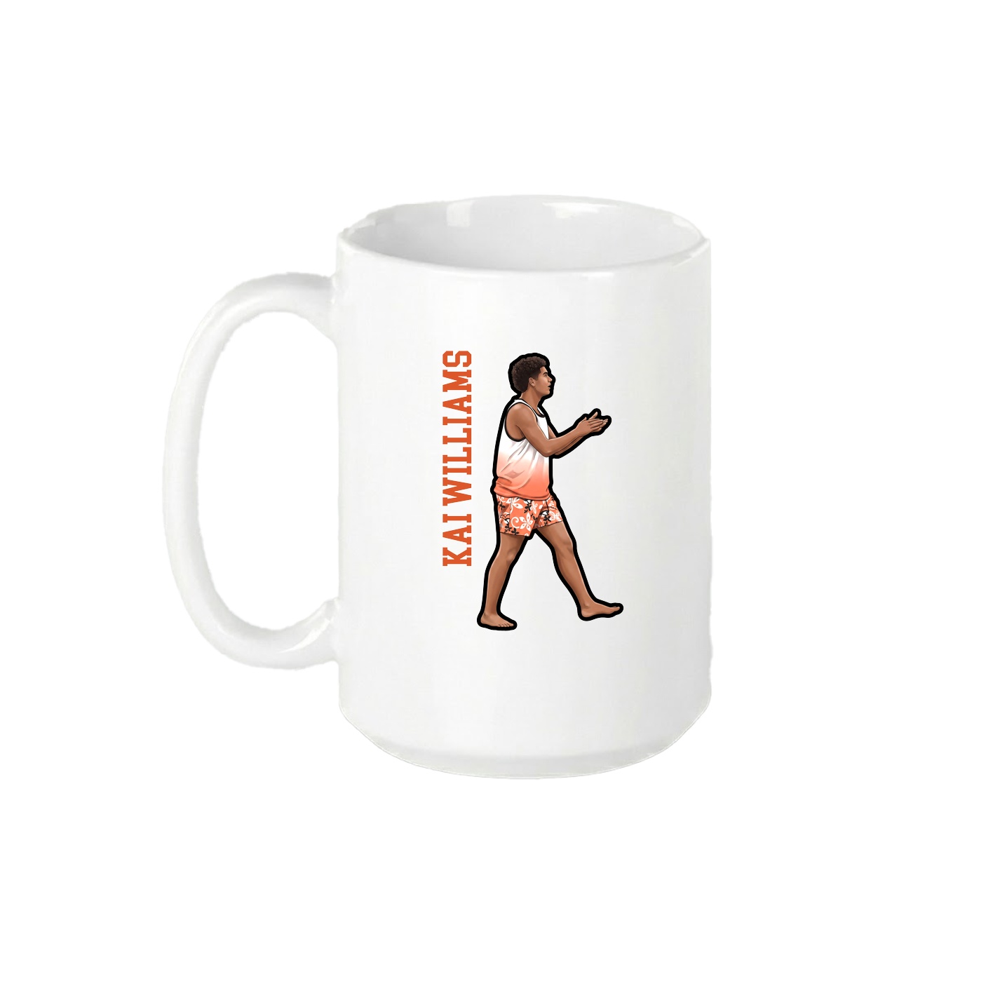 15oz Coffee Mug — Name Vertical in White