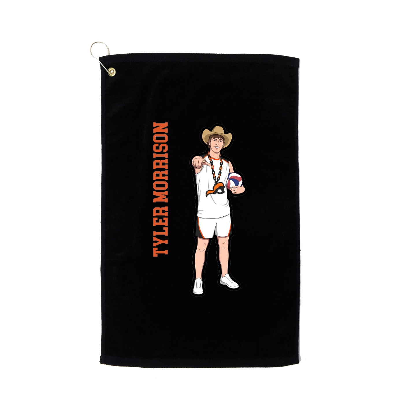 Golf Towel — Name Vertical in Black