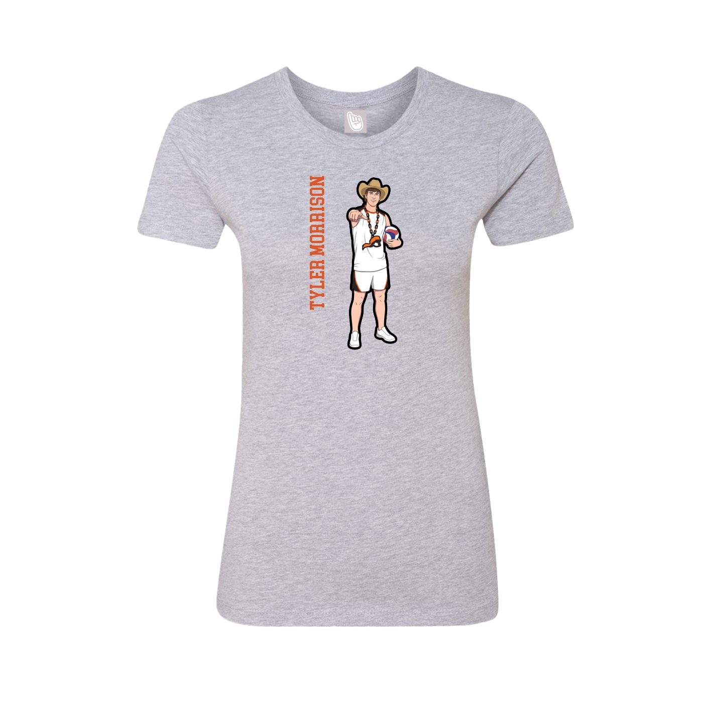 Womens Tee — Name Vertical in Grey
