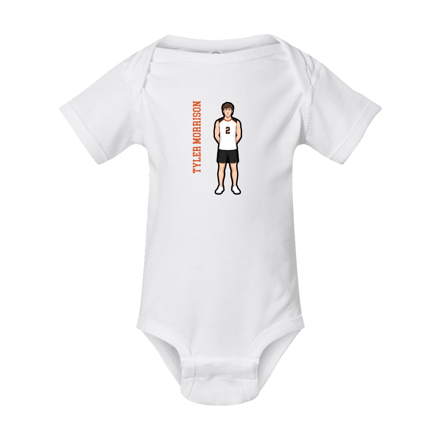 Baby Onesie — Name Vertical in White