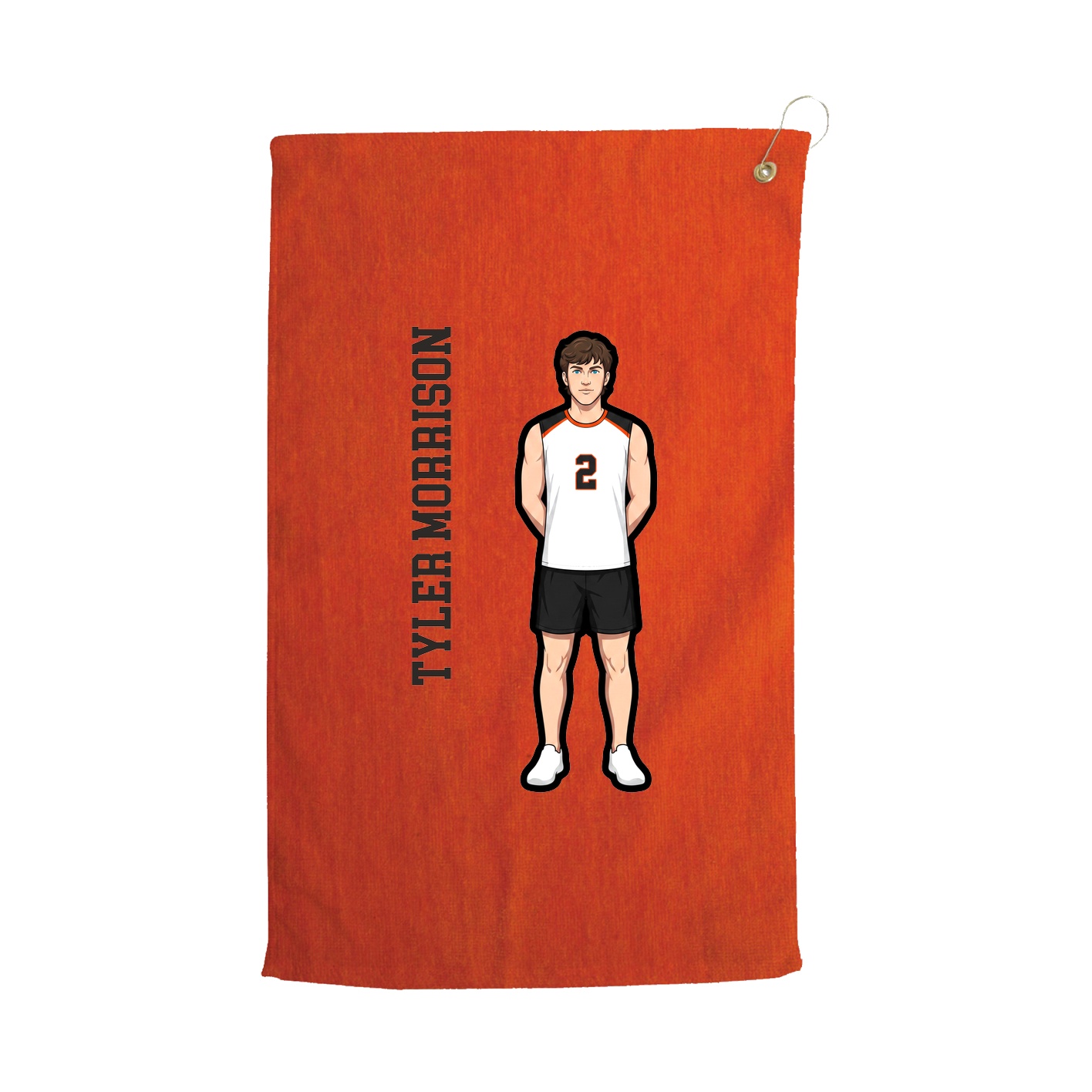 Golf Towel — Name Vertical in Orange