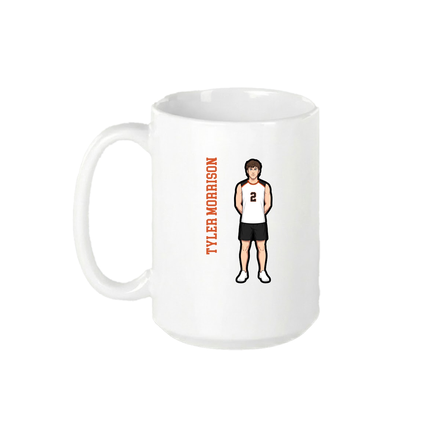 15oz Coffee Mug — Name Vertical in White