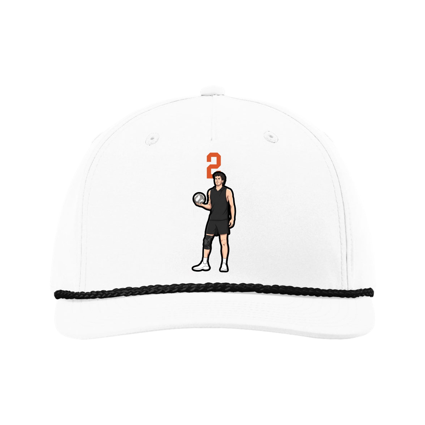 Five-Panel Classic Rope Cap — Number Top in White