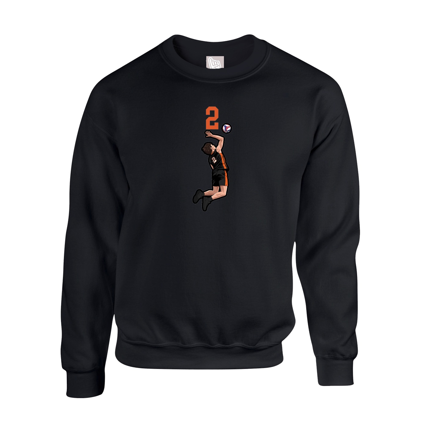 Fleece Crew — Number Top in Black