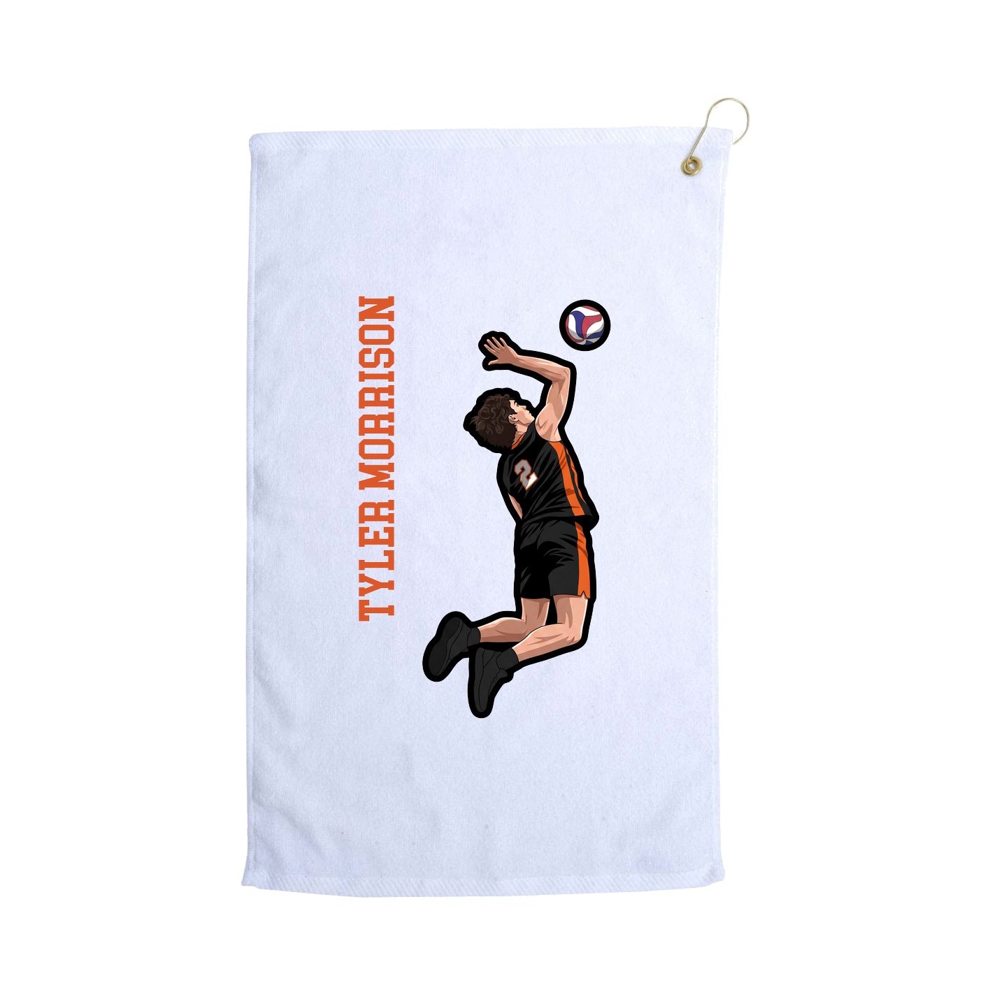 Golf Towel — Name Vertical in White