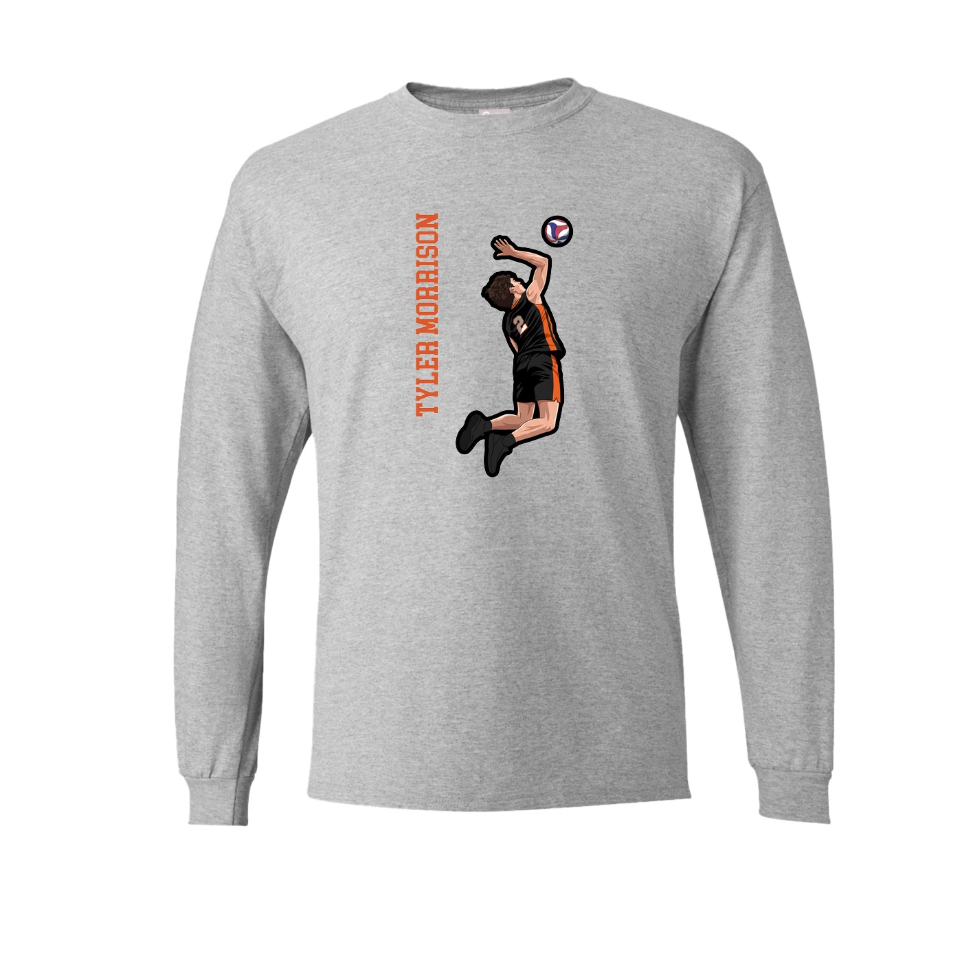 Long Sleeve Tee — Name Vertical in Grey
