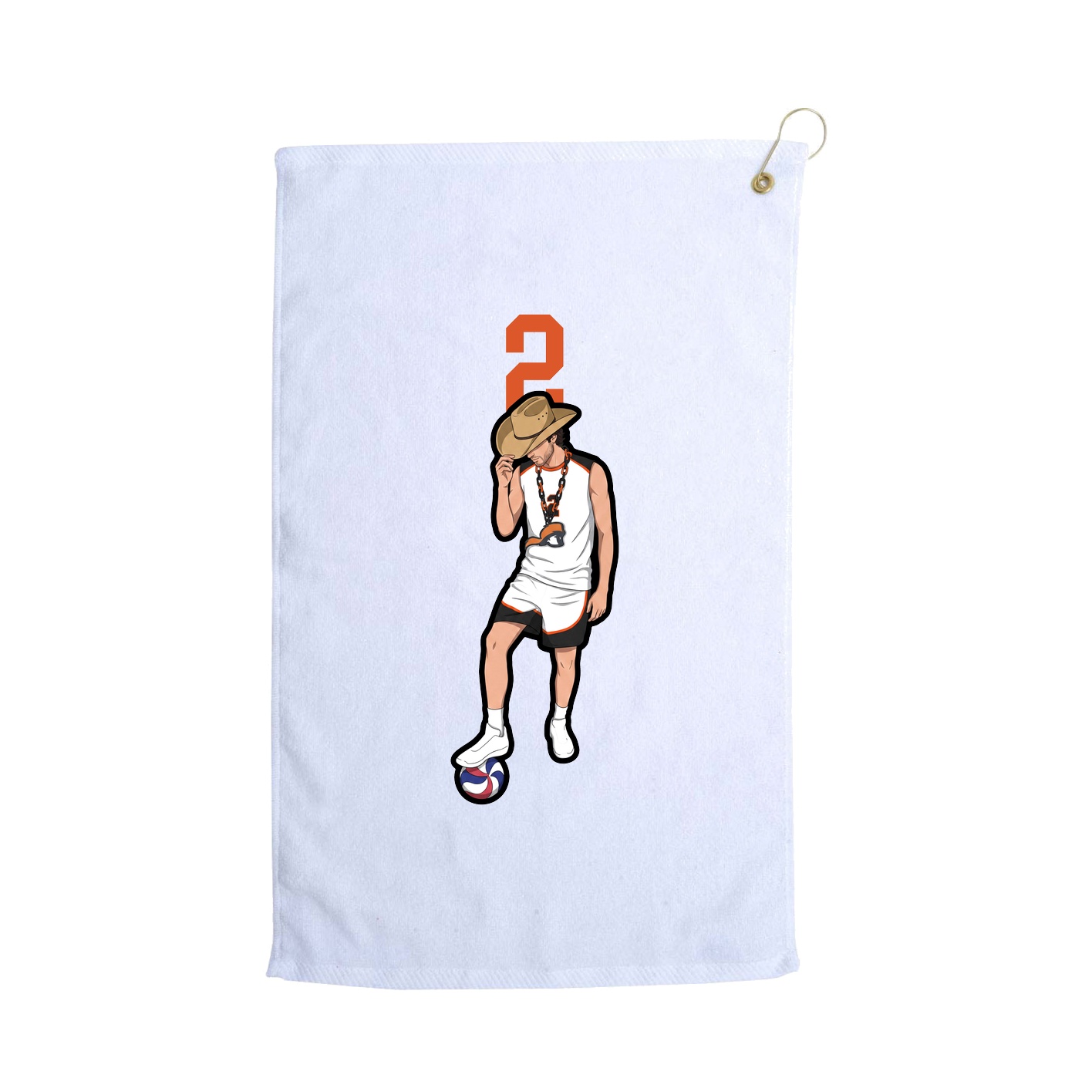 Golf Towel — Number Top in White
