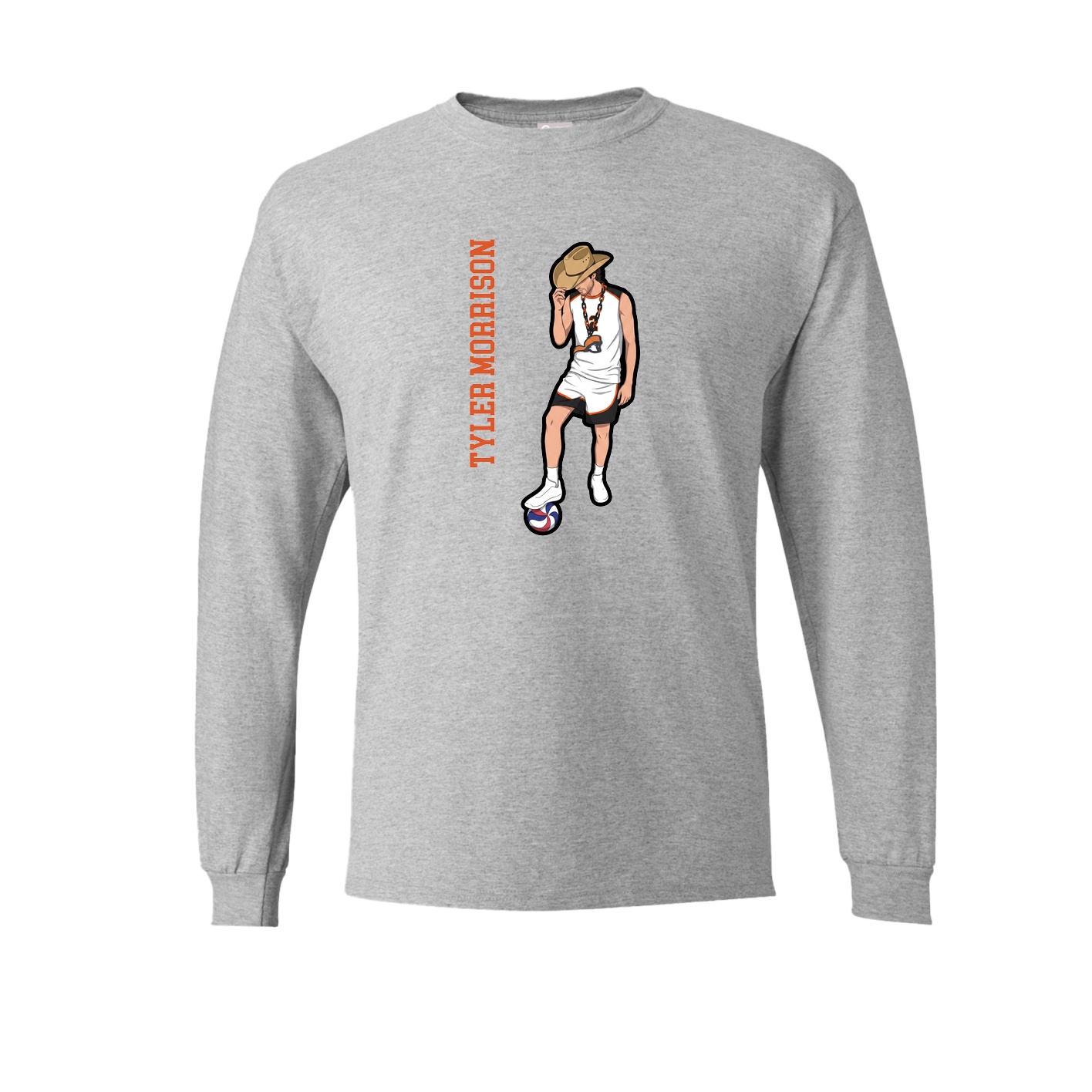 Long Sleeve Tee — Name Vertical in Grey