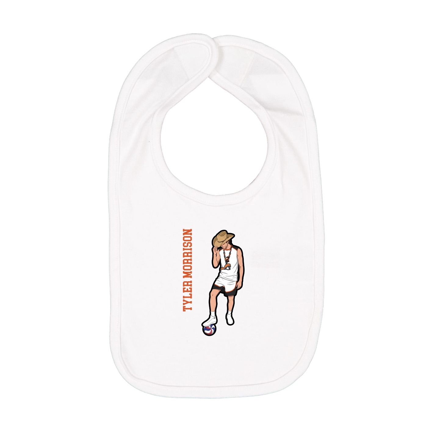 Infant Bib — Name Vertical in White