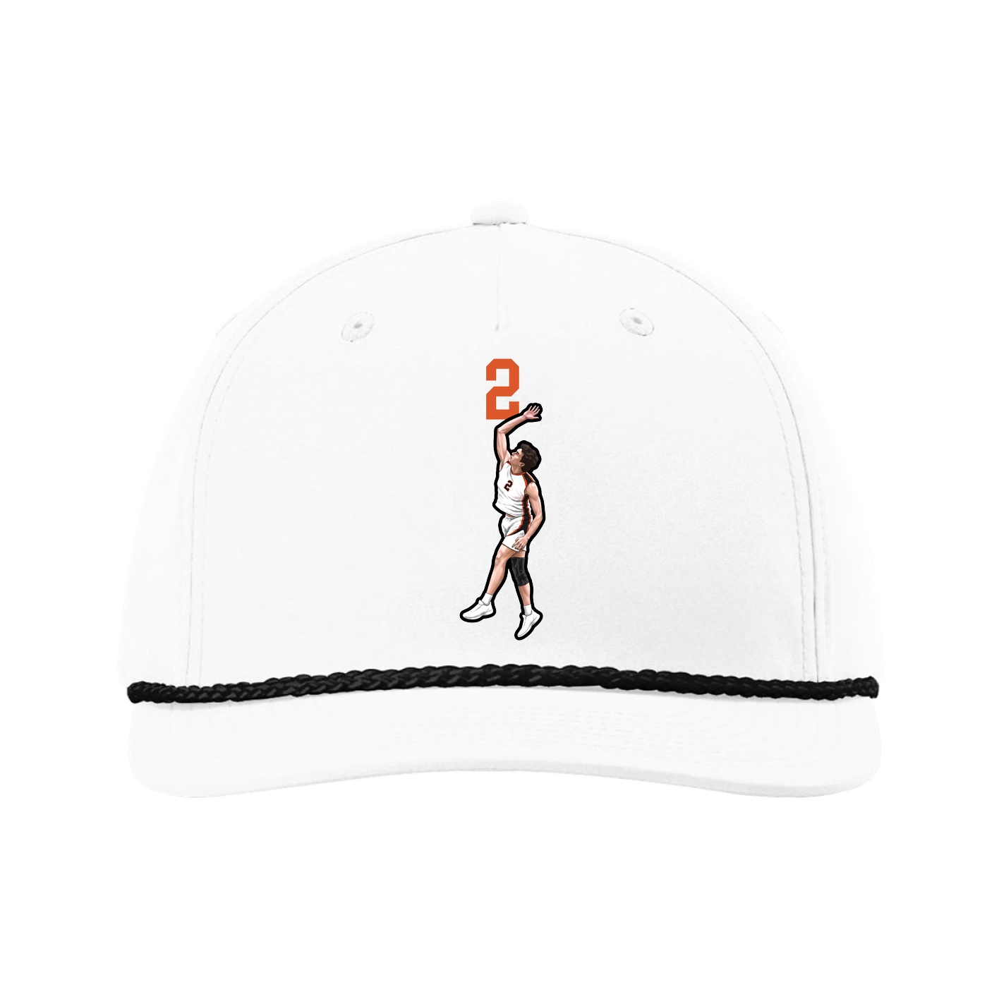 Five-Panel Classic Rope Cap — Number Top in White