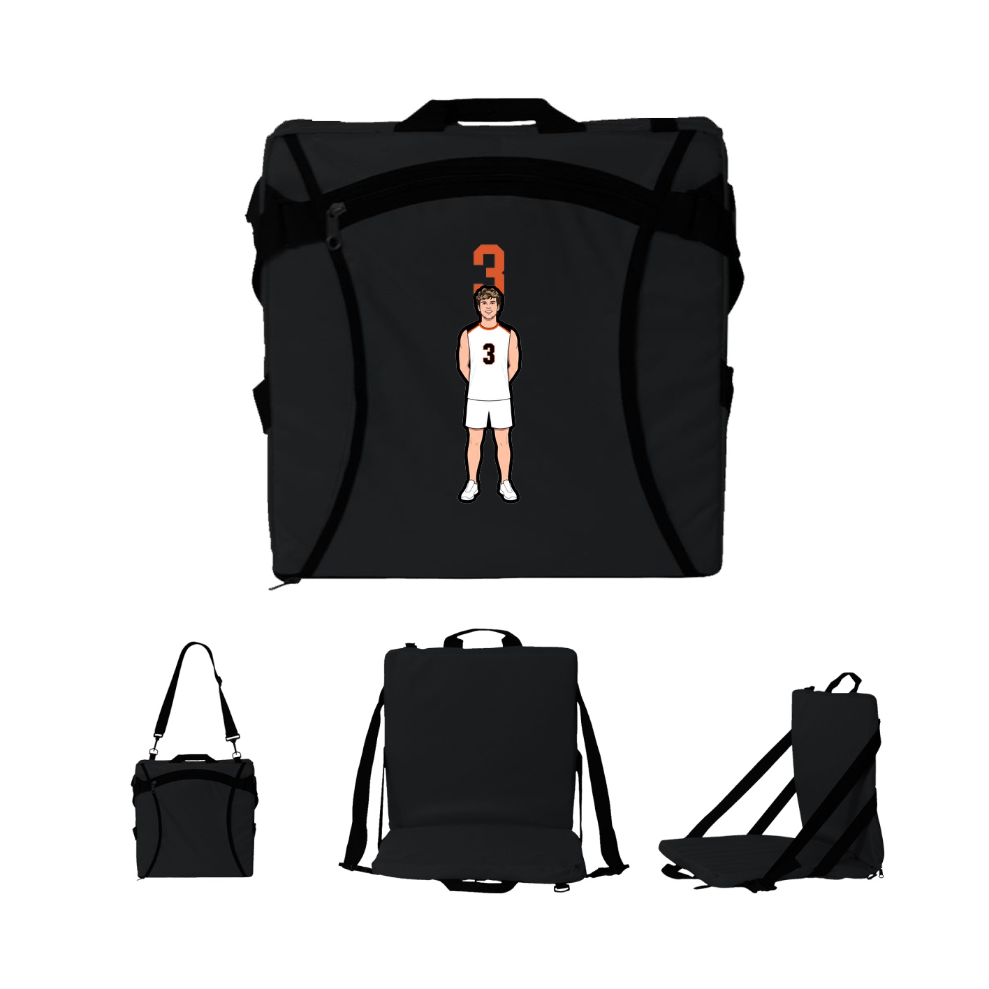 Folding Stadium Seat — Number Top in Black