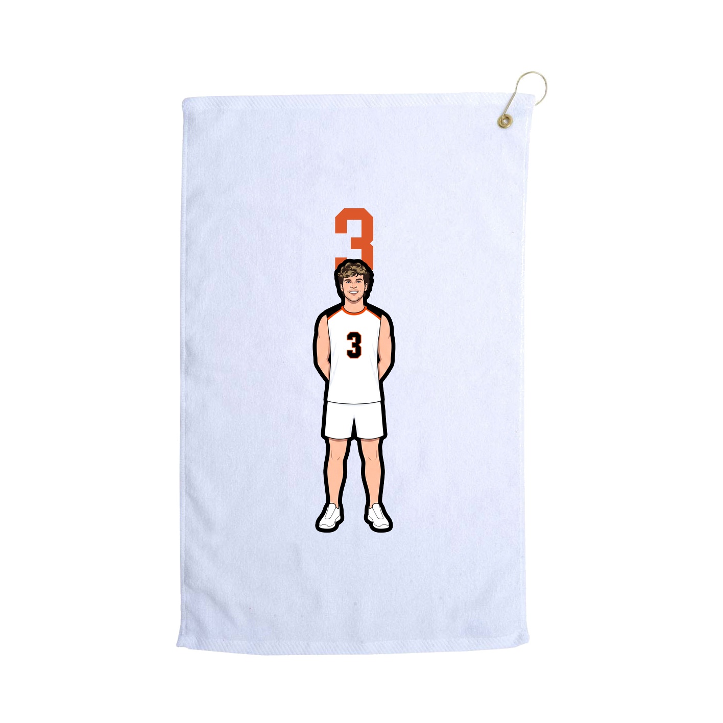 Golf Towel — Number Top in White