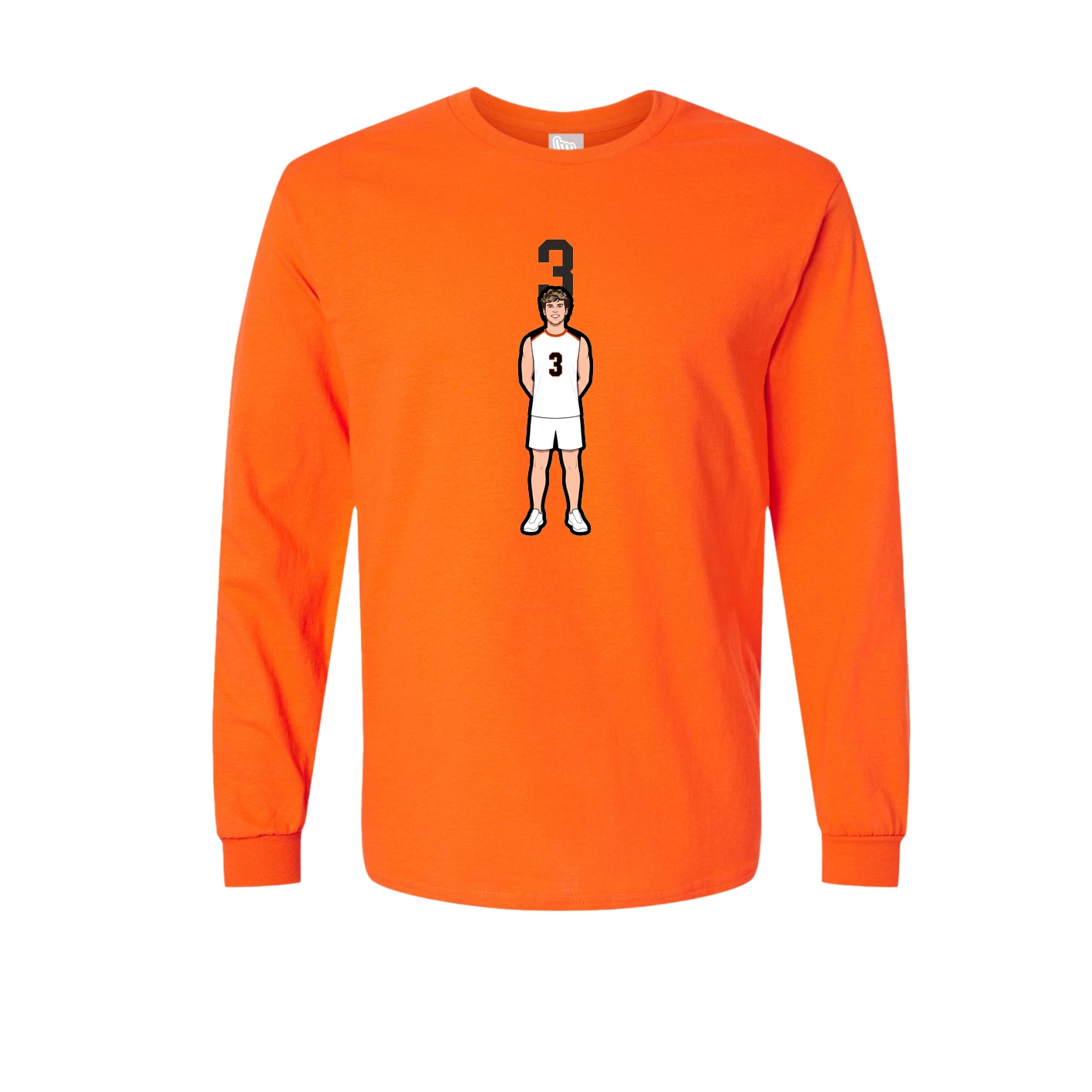 Long Sleeve Tee — Number Top in Orange
