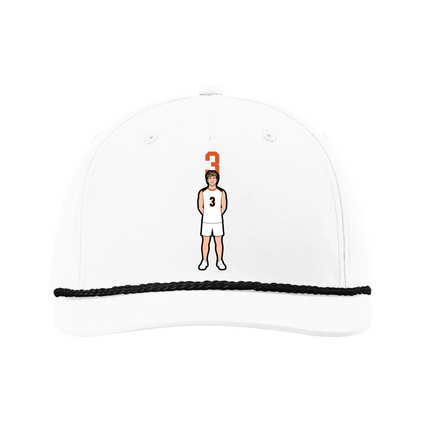 Five-Panel Classic Rope Cap — Number Top in White