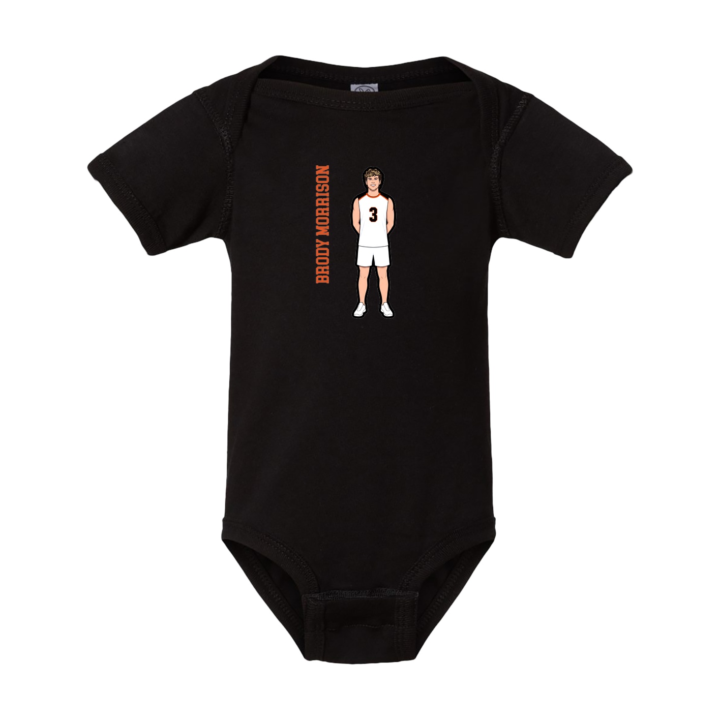 Baby Onesie — Name Vertical in Black