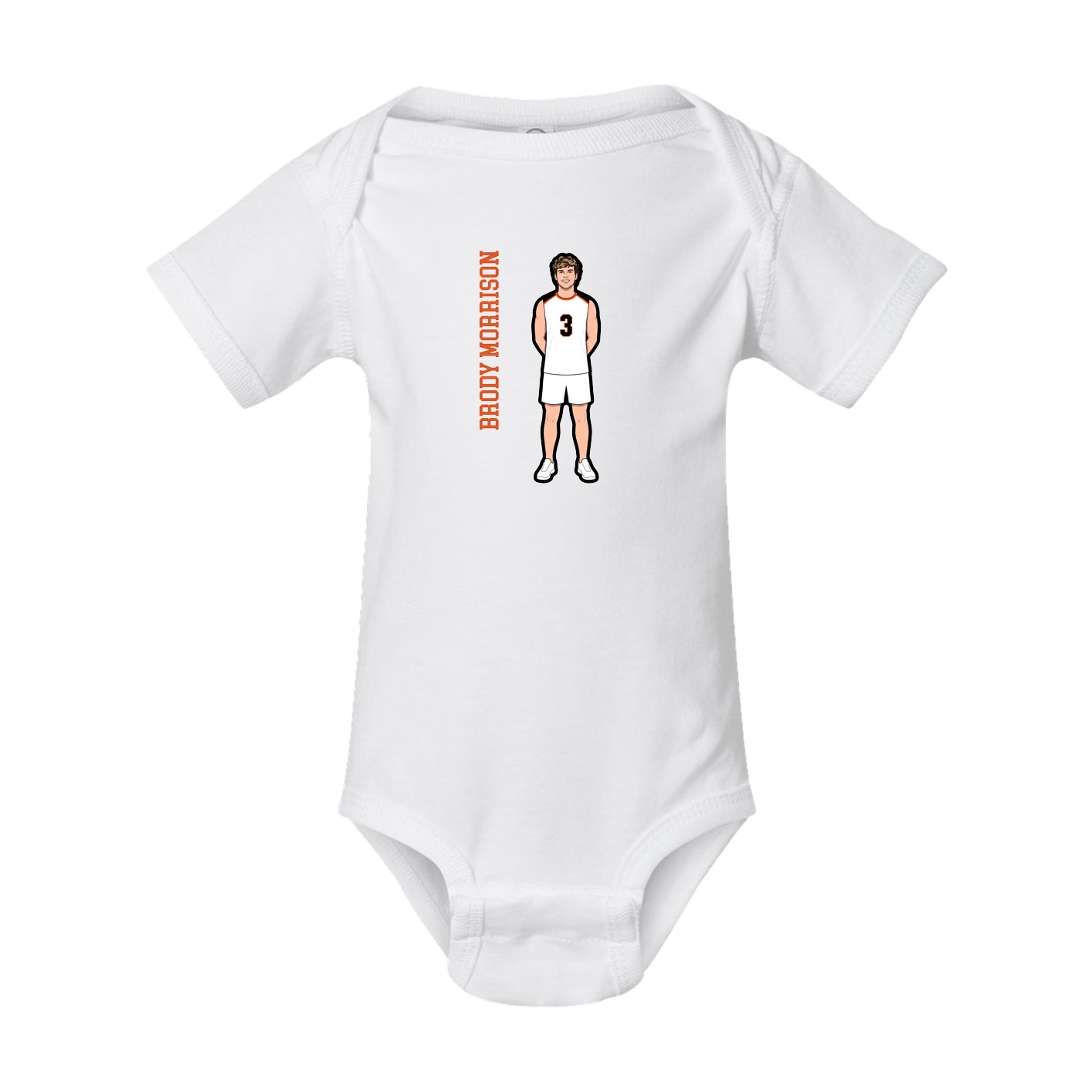 Baby Onesie — Name Vertical in White