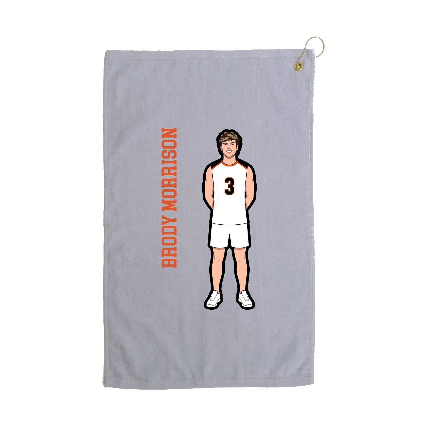 Golf Towel — Name Vertical in Grey