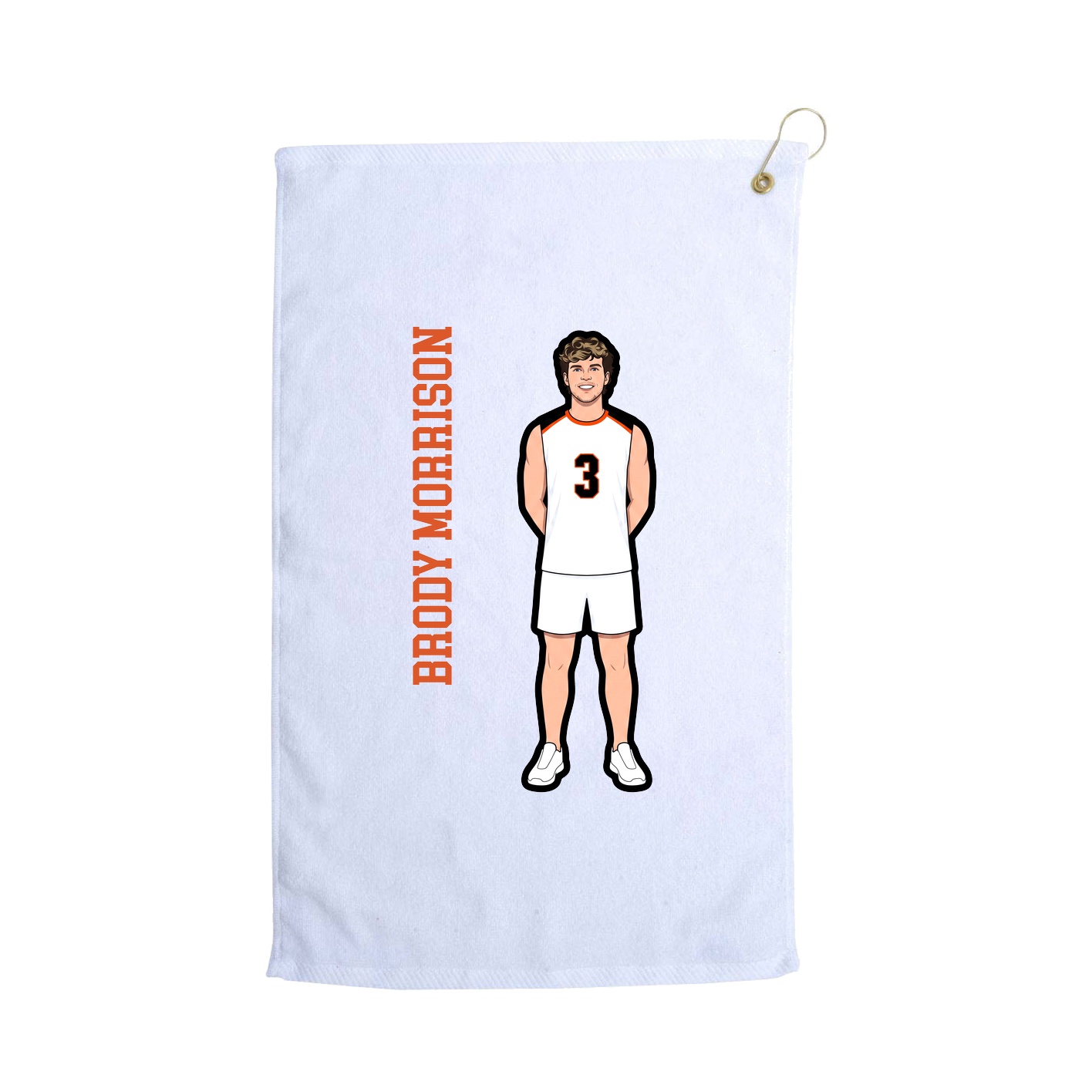 Golf Towel — Name Vertical in White