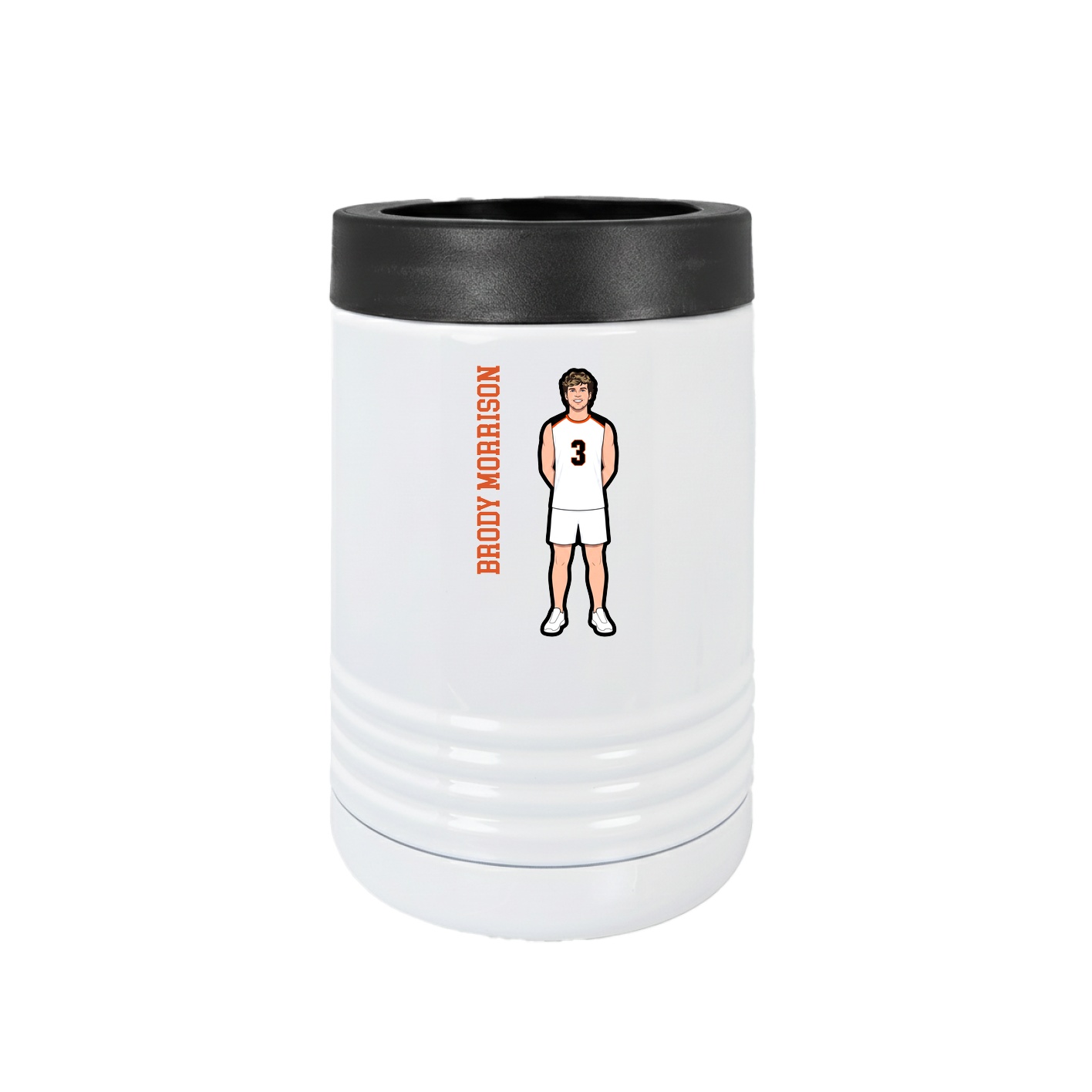 Beverage Holder — Name Vertical in White
