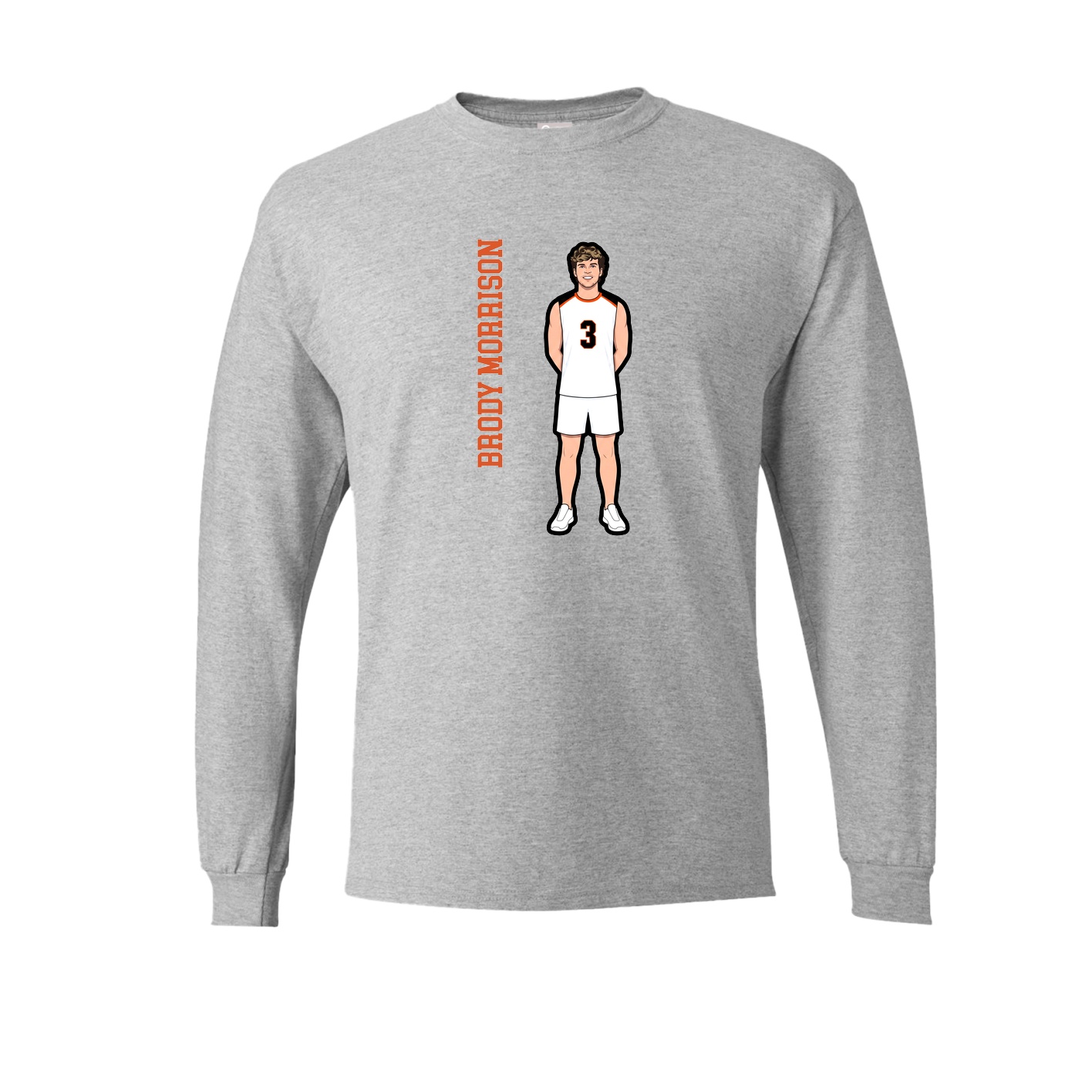 Long Sleeve Tee — Name Vertical in Grey