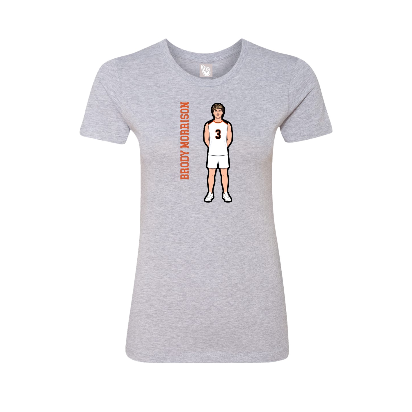 Womens Tee — Name Vertical in Grey