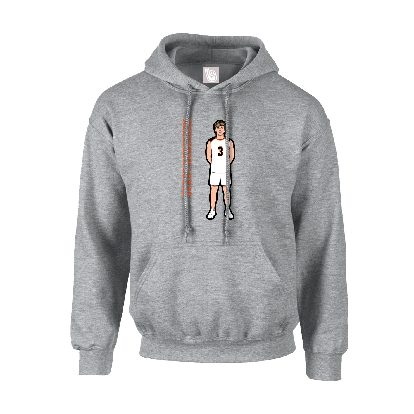 Youth Hoodie — Name Vertical in Grey