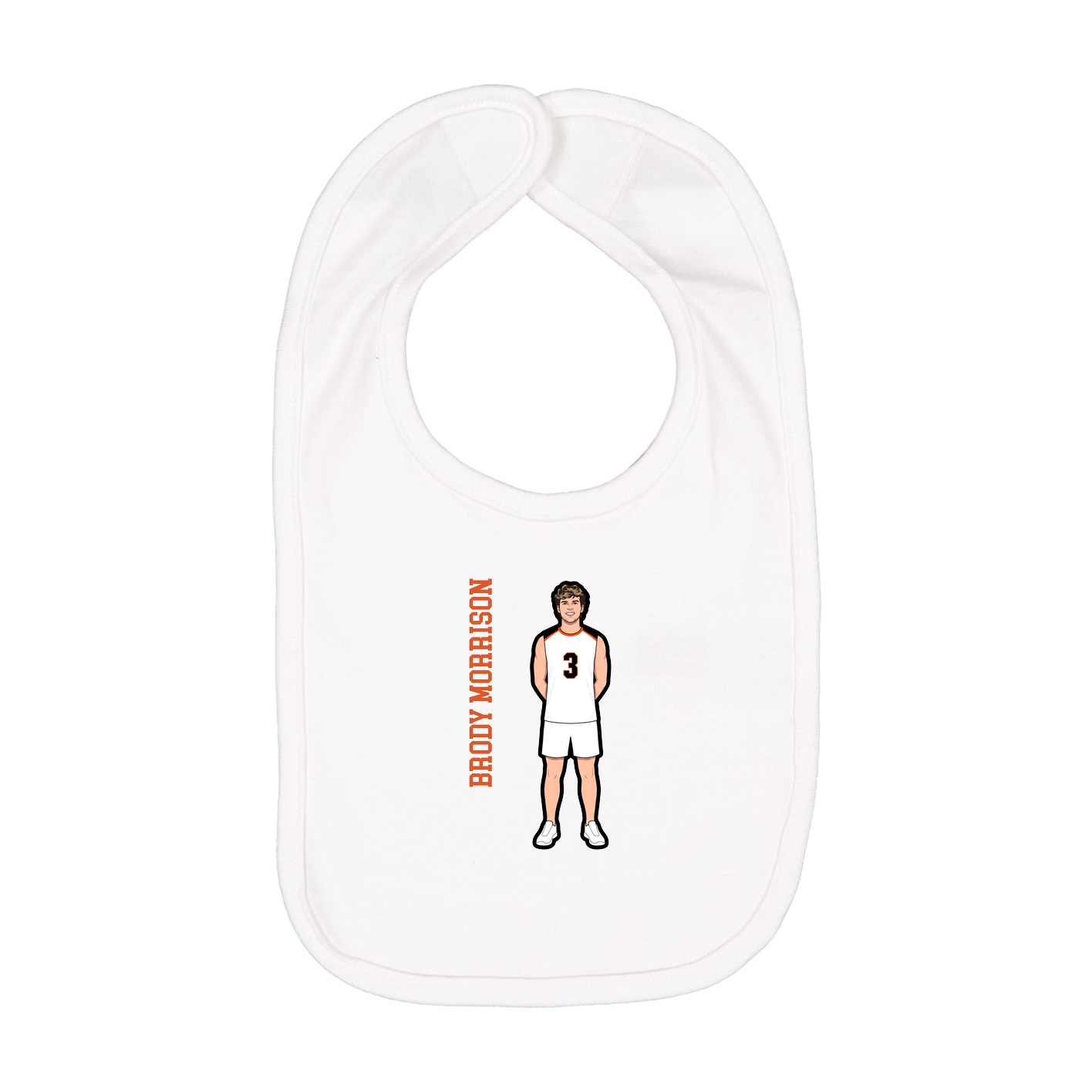 Infant Bib — Name Vertical in White