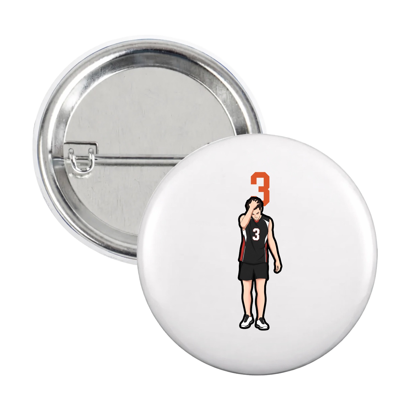 Game Day Button — Number Top in White