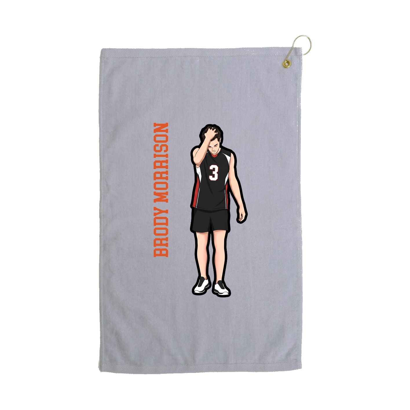 Golf Towel — Name Vertical in Grey