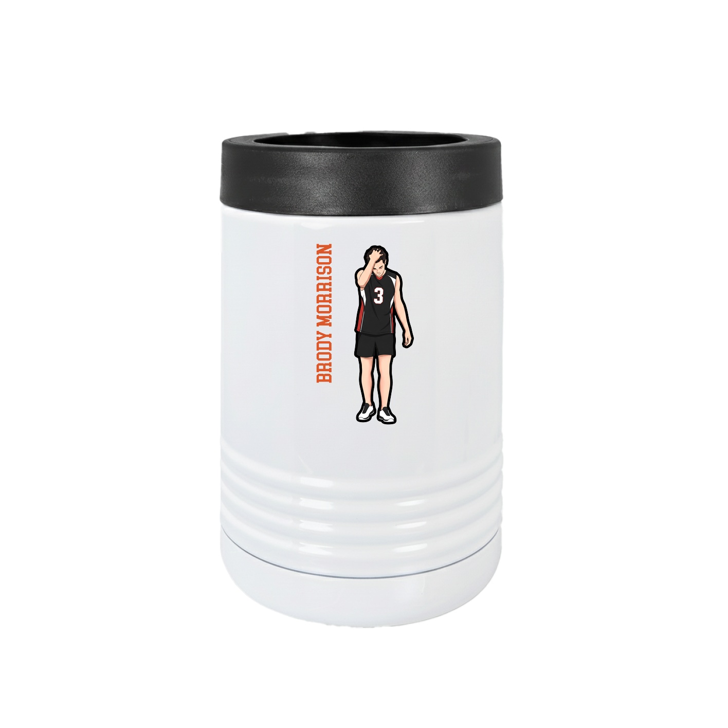 Beverage Holder — Name Vertical in White