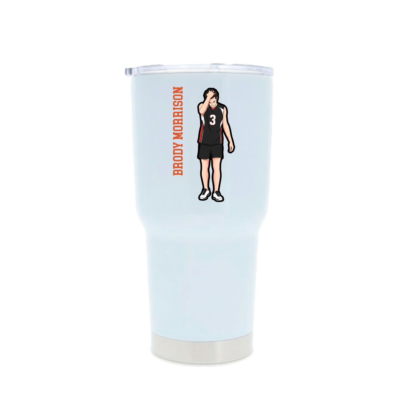 30oz Stainless Steel Tumbler — Name Vertical in White