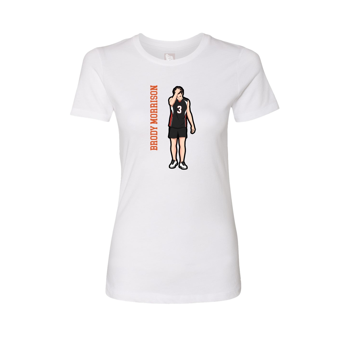 Womens Tee — Name Vertical in White