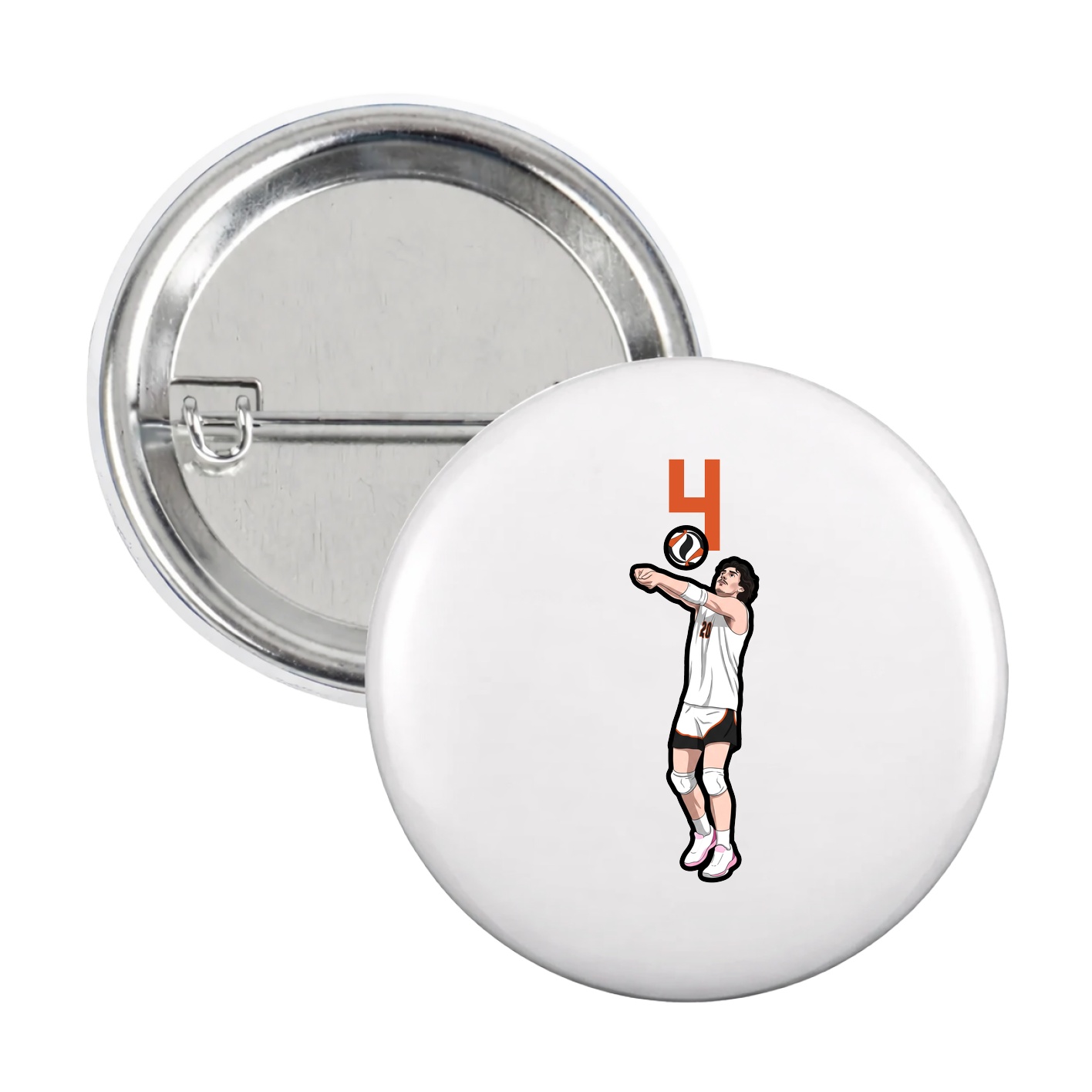 Game Day Button — Number Top in White