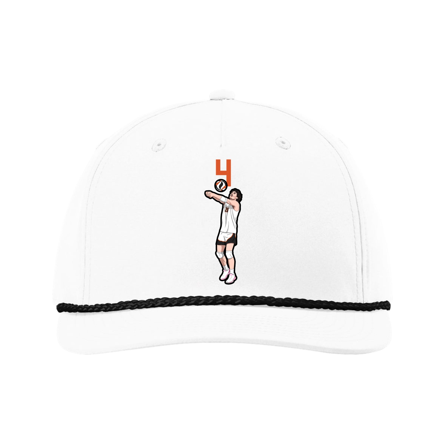 Five-Panel Classic Rope Cap — Number Top in White