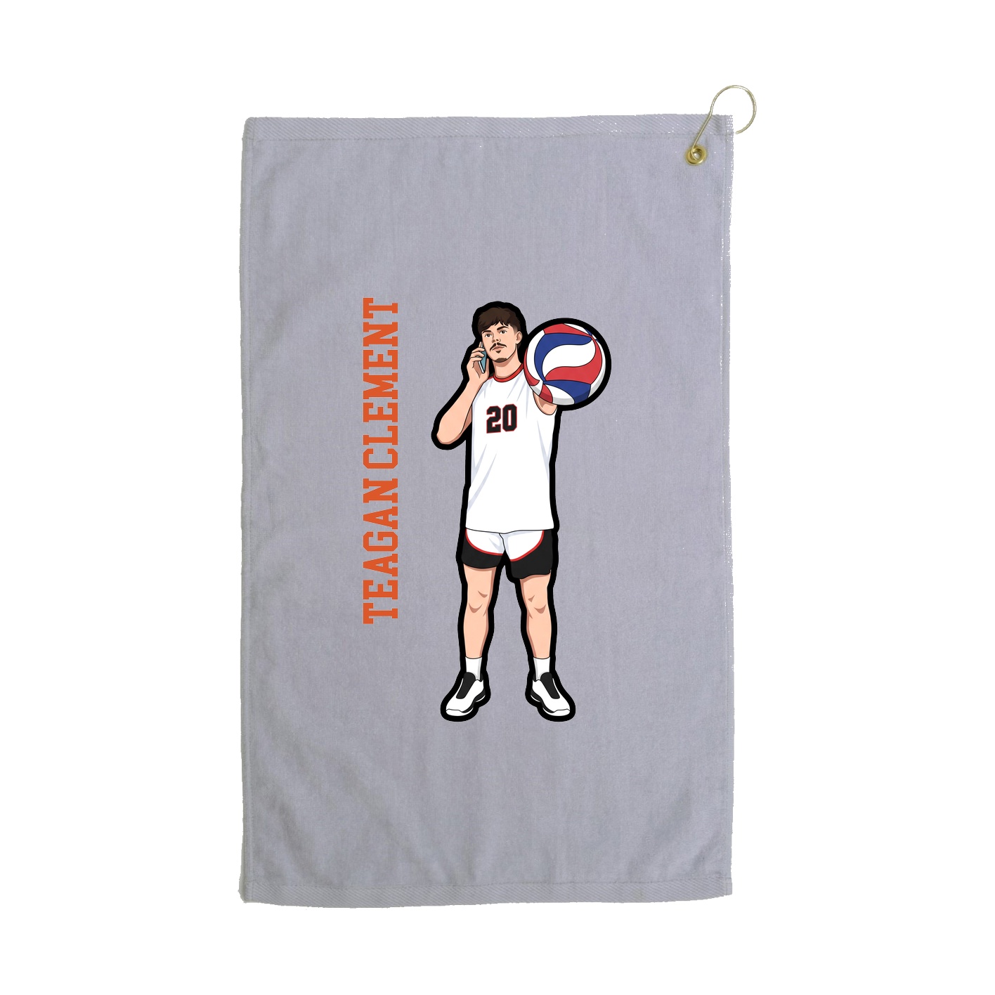 Golf Towel — Name Vertical in Grey