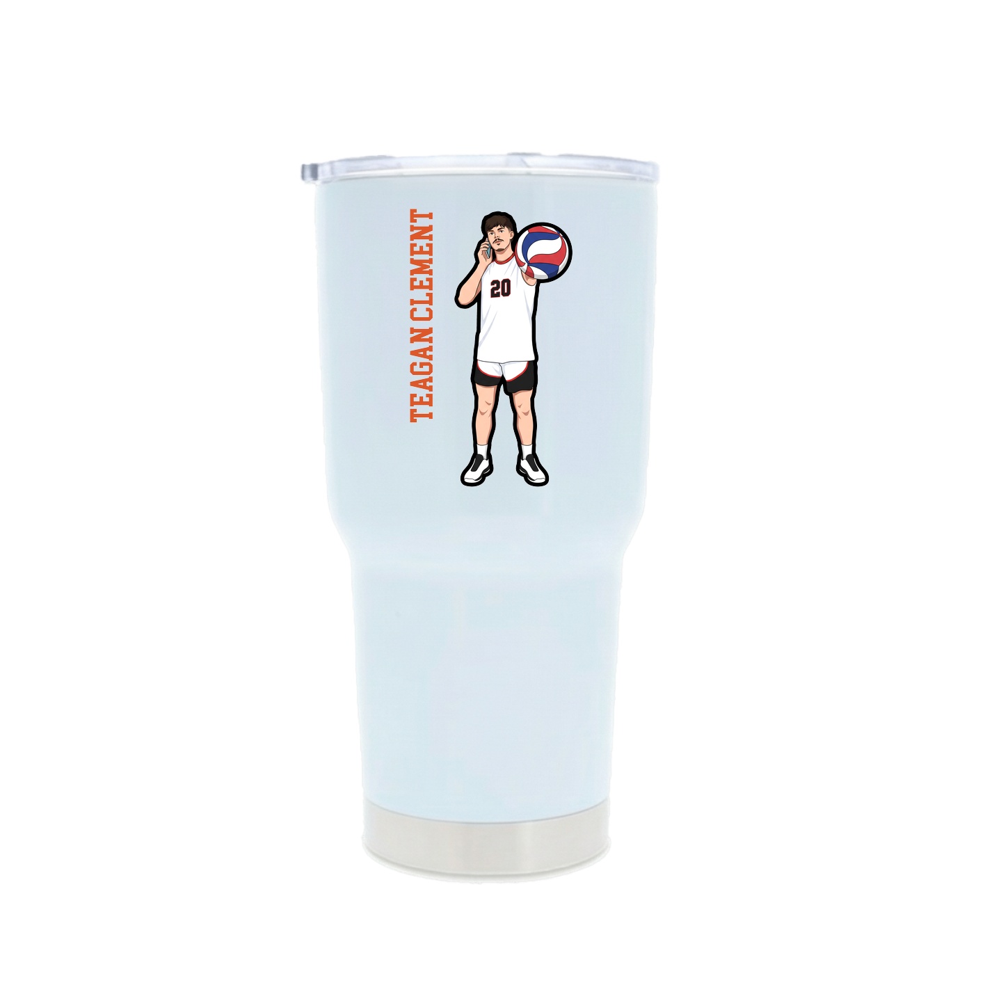 30oz Stainless Steel Tumbler — Name Vertical in White