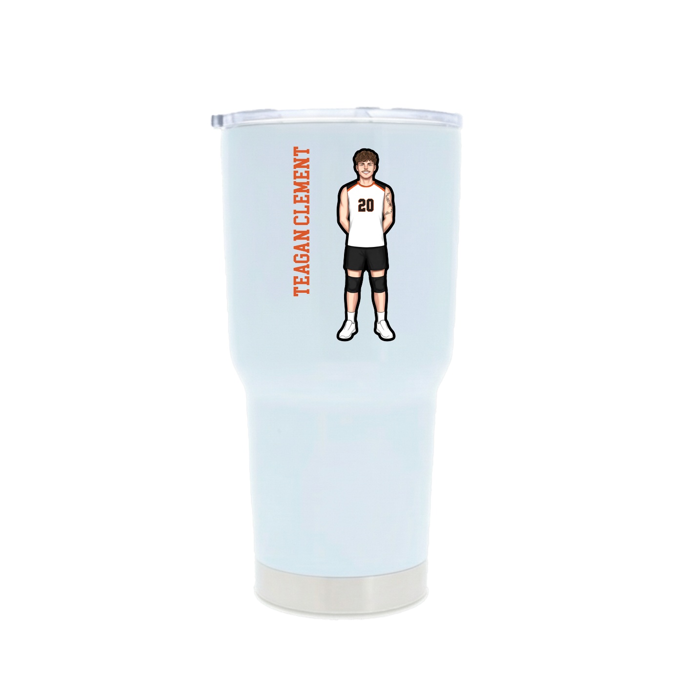 30oz Stainless Steel Tumbler — Name Vertical in White