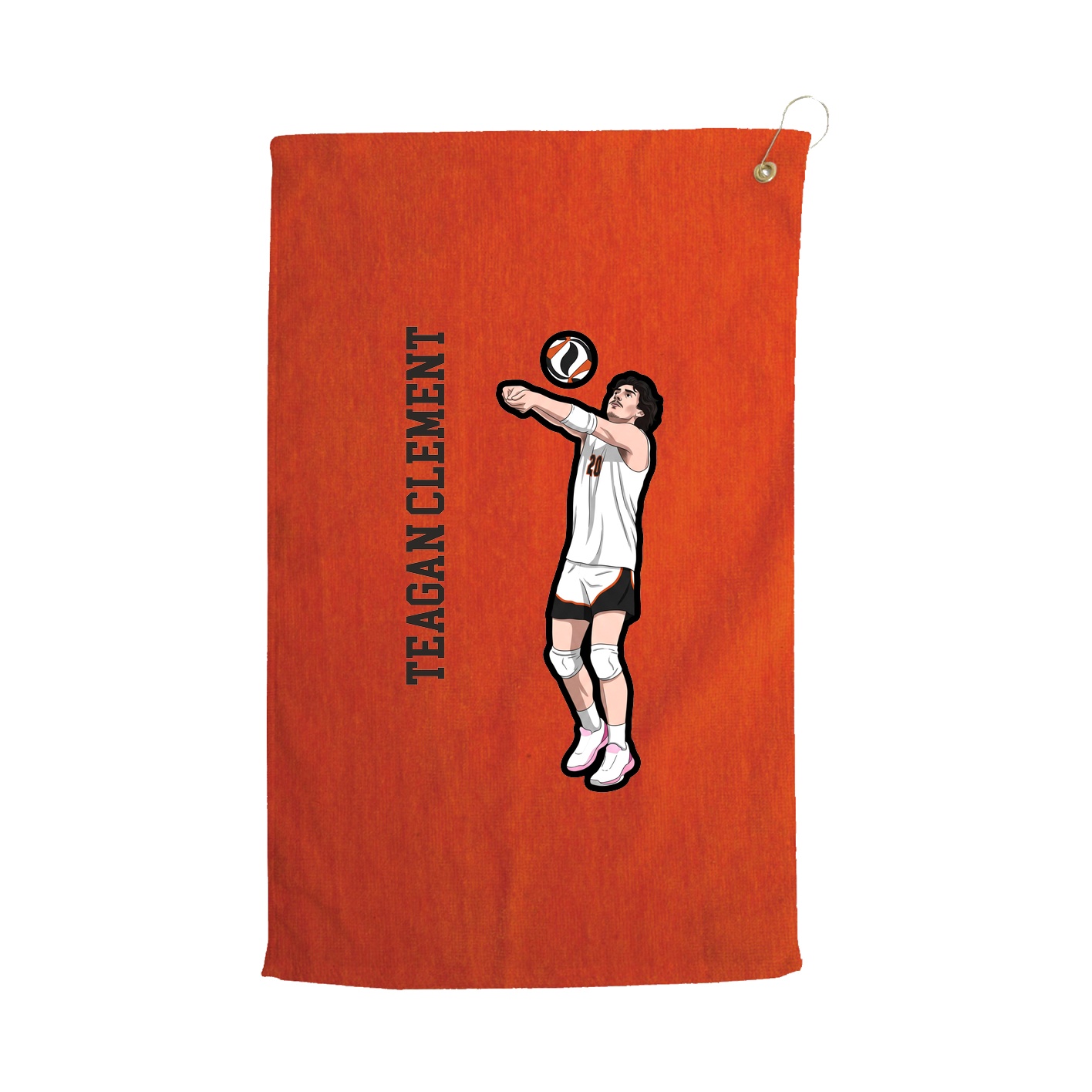 Golf Towel — Name Vertical in Orange