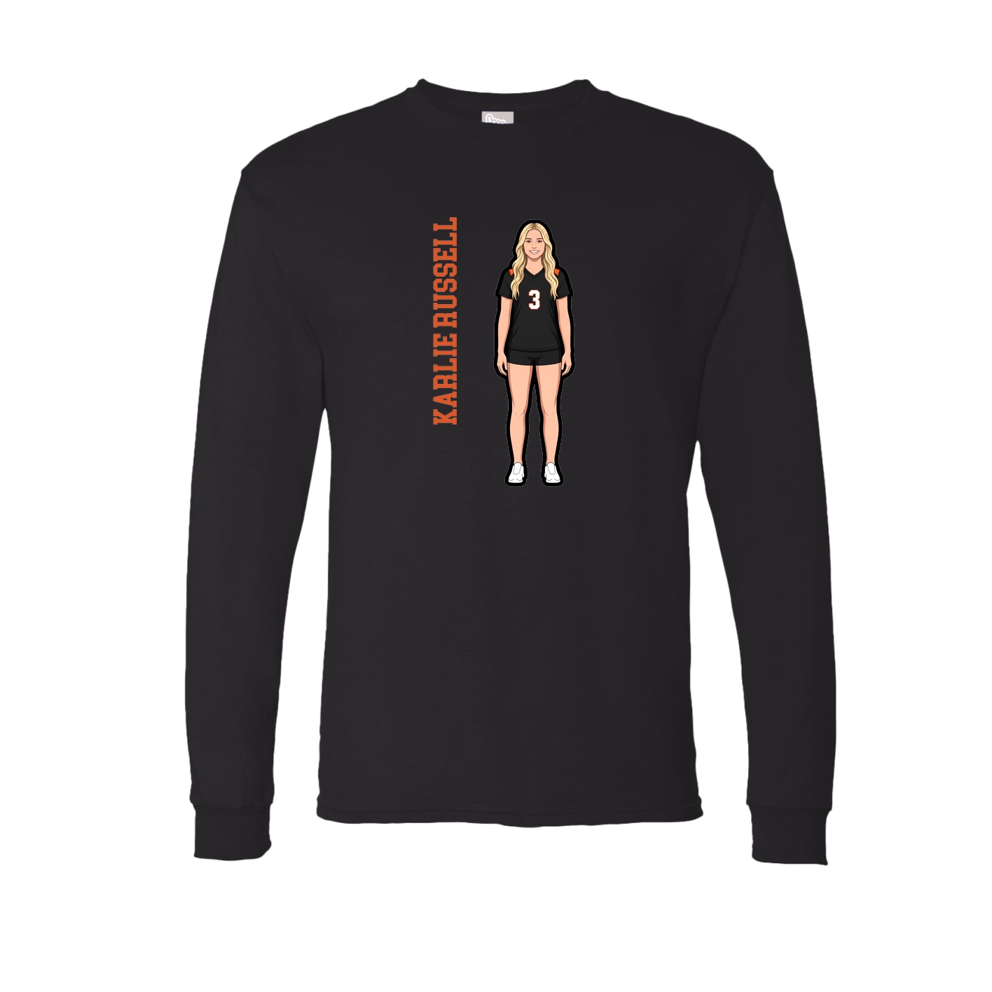 Long Sleeve Tee — Name Vertical in Black